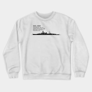 H.M.S. Hood British Battleship Silhouette Infographic Diagram Crewneck Sweatshirt